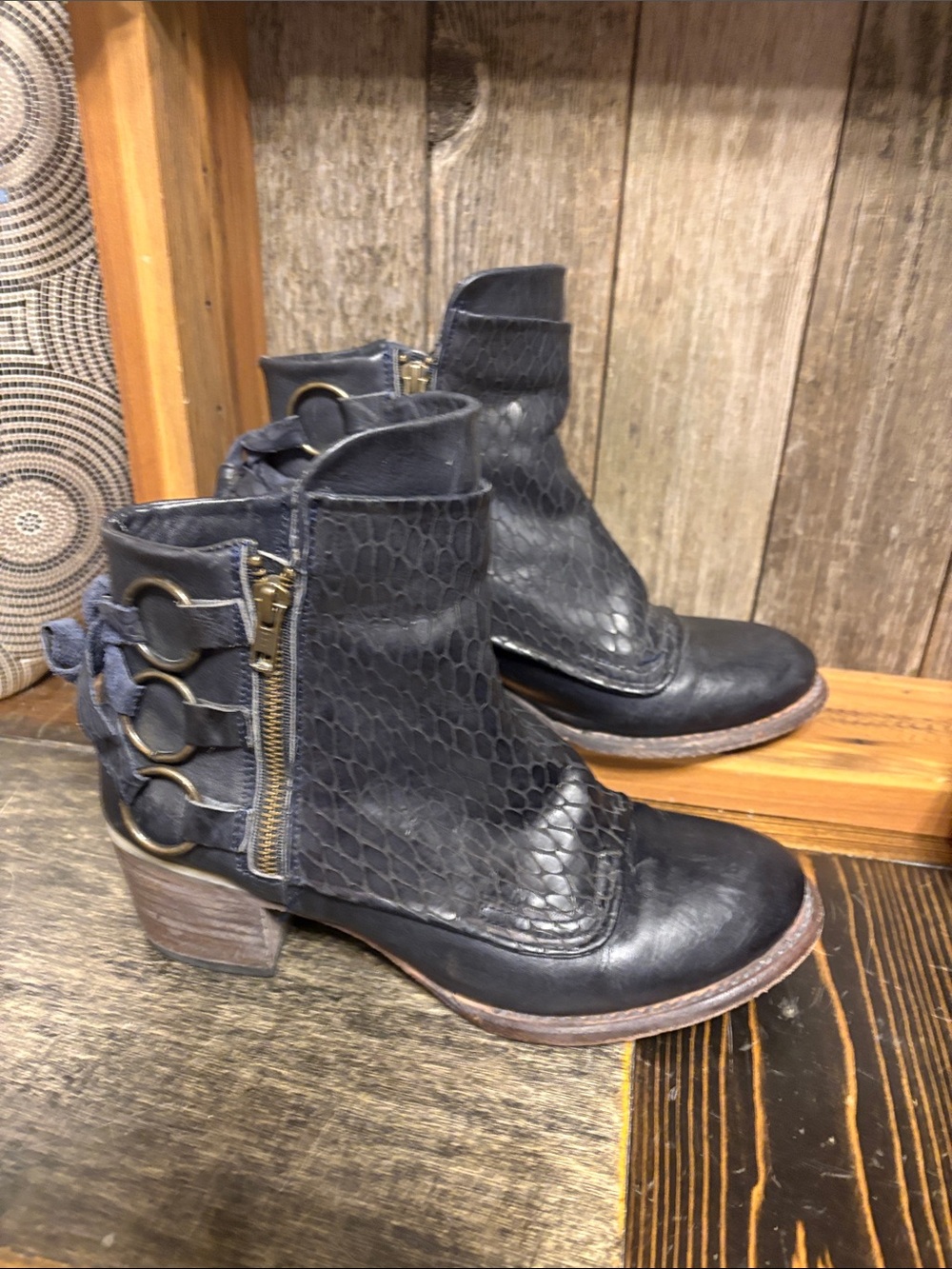 Freebird by Steven Cheri Black Ankle Boots with laced backs